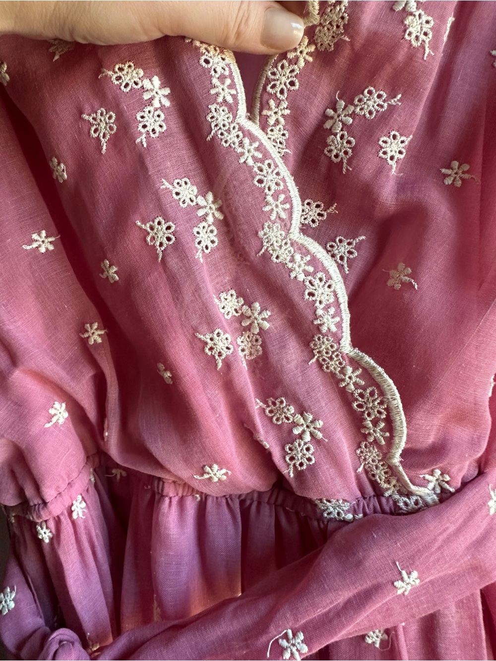 Vintage Pink Prairie Cottagecore Midi Dress NWT Romantic Floral Embroidered USA - Picture 7 of 15